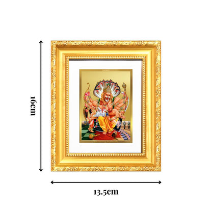 Diviniti 24K Gold Plated Narasimha |Divine Table Top Frame for Home Mandir & Office Decor | Luxury Spiritual Gift
