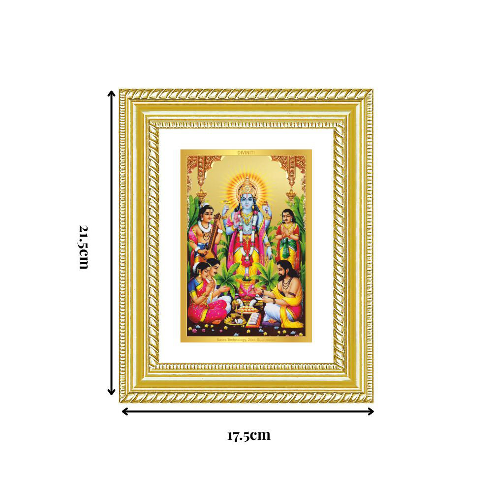 Diviniti 24K Gold Plated Satyanarayan (Classic) Divine Wall and Table Top Frame for Home Mandir & Office Decor | Luxury Spiritual Gift