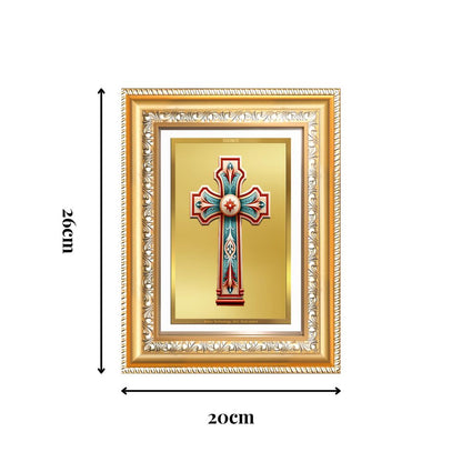 Diviniti 24K Gold Plated Holy Cross (Classic) Divine Wall Frame for Home Mandir & Office Decor | Luxury Spiritual Gift