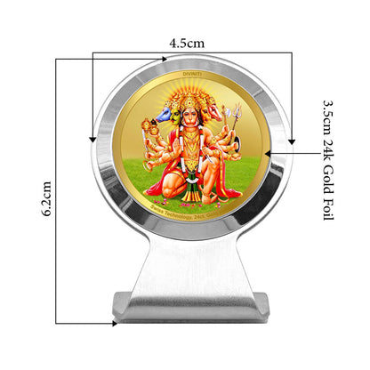 Diviniti 24K Gold Plated Panchmukhi Hanuman Frame for Car Dashboard, Home Decor, Worship, Tabletop & Festival Gift MCF1CR (6.2x4.5 CM)