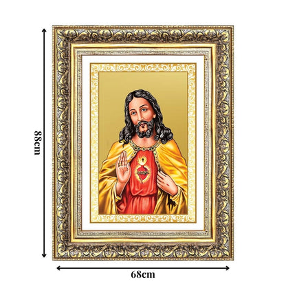 Diviniti 24K Gold Plated Jesus Christ (Classic) Divine Wall Frame for Home Mandir & Office Decor | Luxury Spiritual Gift