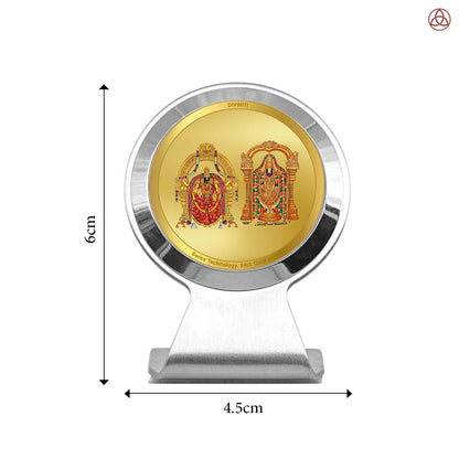 Padmavathi & Tirupati Balaji | Divine Goddess Padmavathi & Lord Tirupati Balaji Car Dashboard & Tabletop Photo Frame in 24K Gold Plated Foil