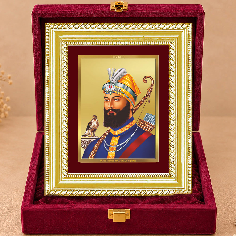 24K Gold-Plated Guru Gobind Singh Frame | Premium Gift Box | 17.5x21.5 CM