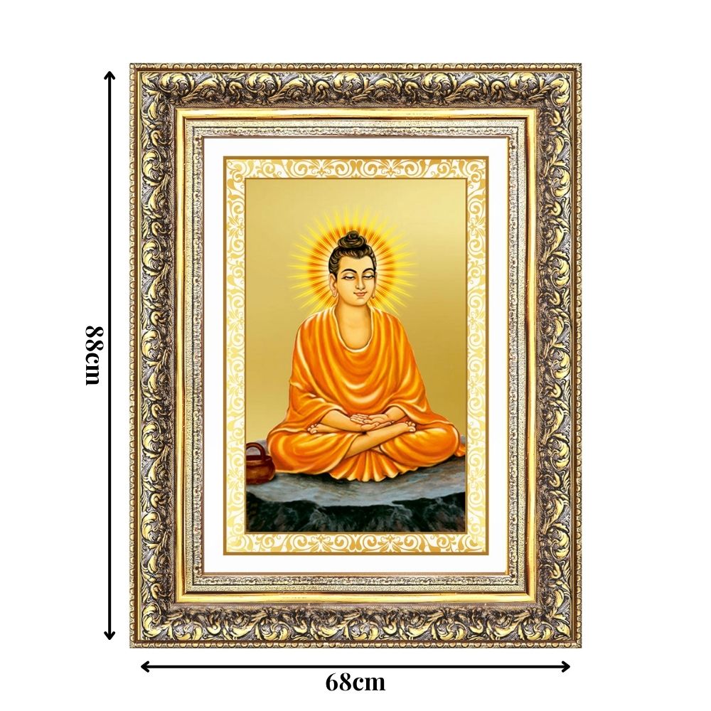 Diviniti 24K Gold Plated Buddha (Classic) Divine Wall Frame for Home Mandir & Office Decor | Luxury Spiritual Gift