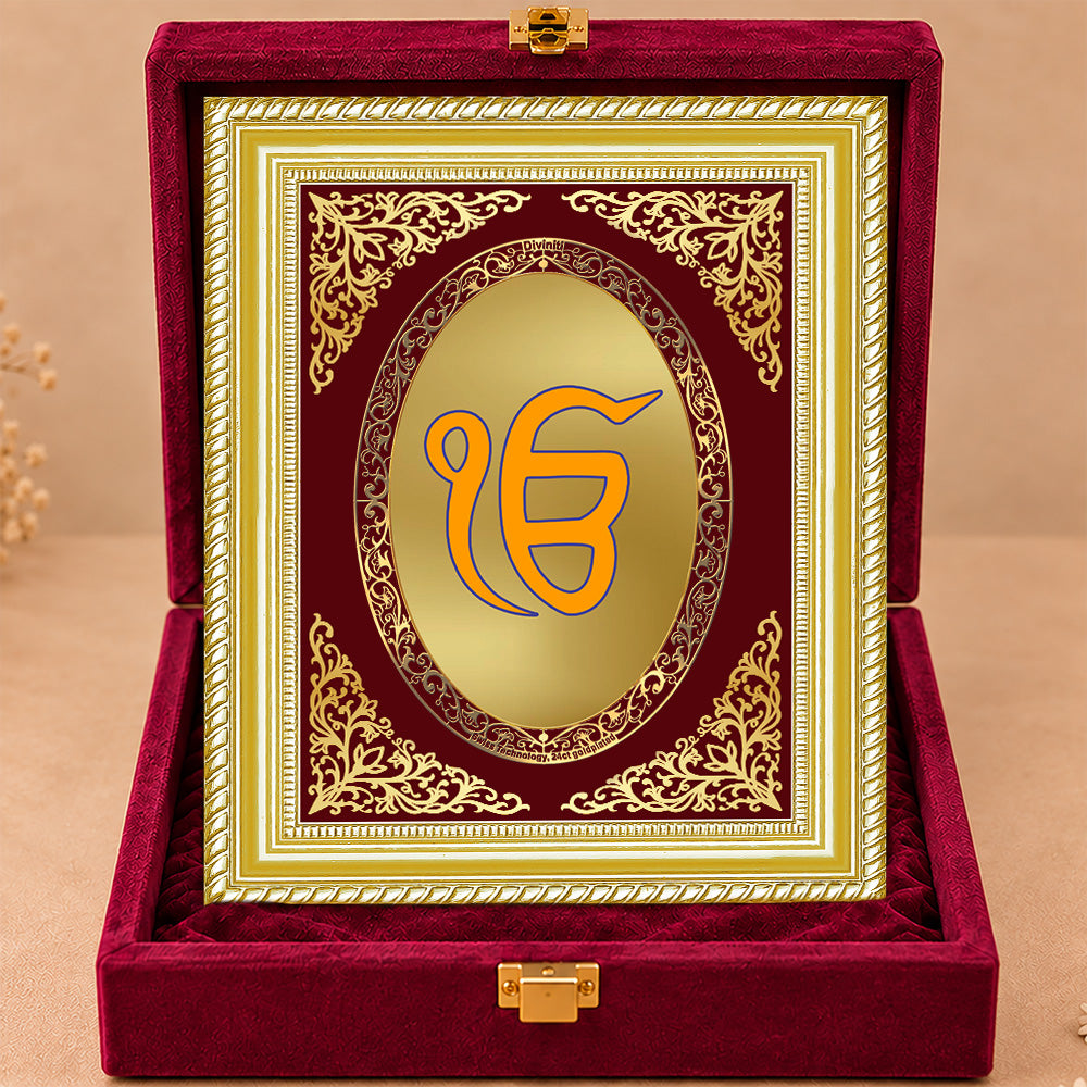 24K Gold-Plated Ik Onkar BG Frame | Premium Gift Box | 26x20 CM