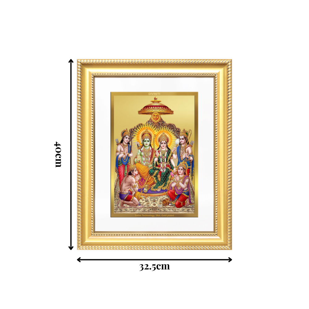 Diviniti 24K Gold Plated Ram Darbar Divine Wall Frame for Home Mandir & Office Decor | Luxury Spiritual Gift