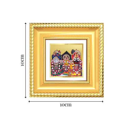 Diviniti Jagannath Subhadra Balabhadra Tabletop Photo Frame in 24K Gold Plated Foil | Devotion, Harmony & Divine Blessings | DG015S1A (10x10 CM)
