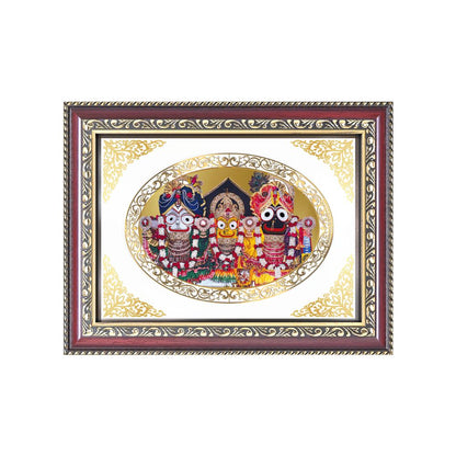 Jagannath Balabhadra Subhadra | Divine Puri Trinity Wall & Tabletop Royal Photo Frame in 24K Gold Plated Foil