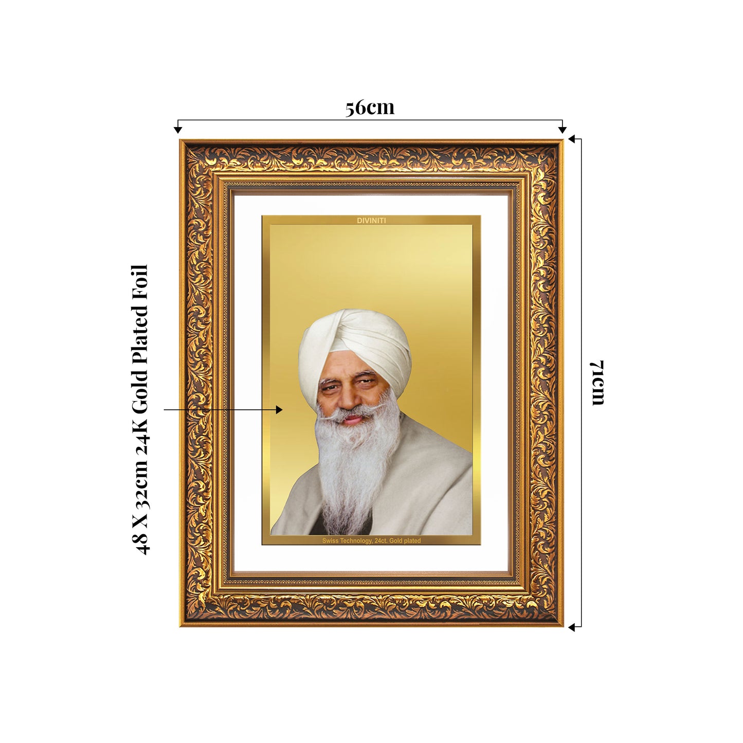 Baba Gurinder Singh Ji Maharaj | Spiritual Master of Radha Soami Satsang Beas Wall Mount Photo Frame in 24K Gold Plated Foil