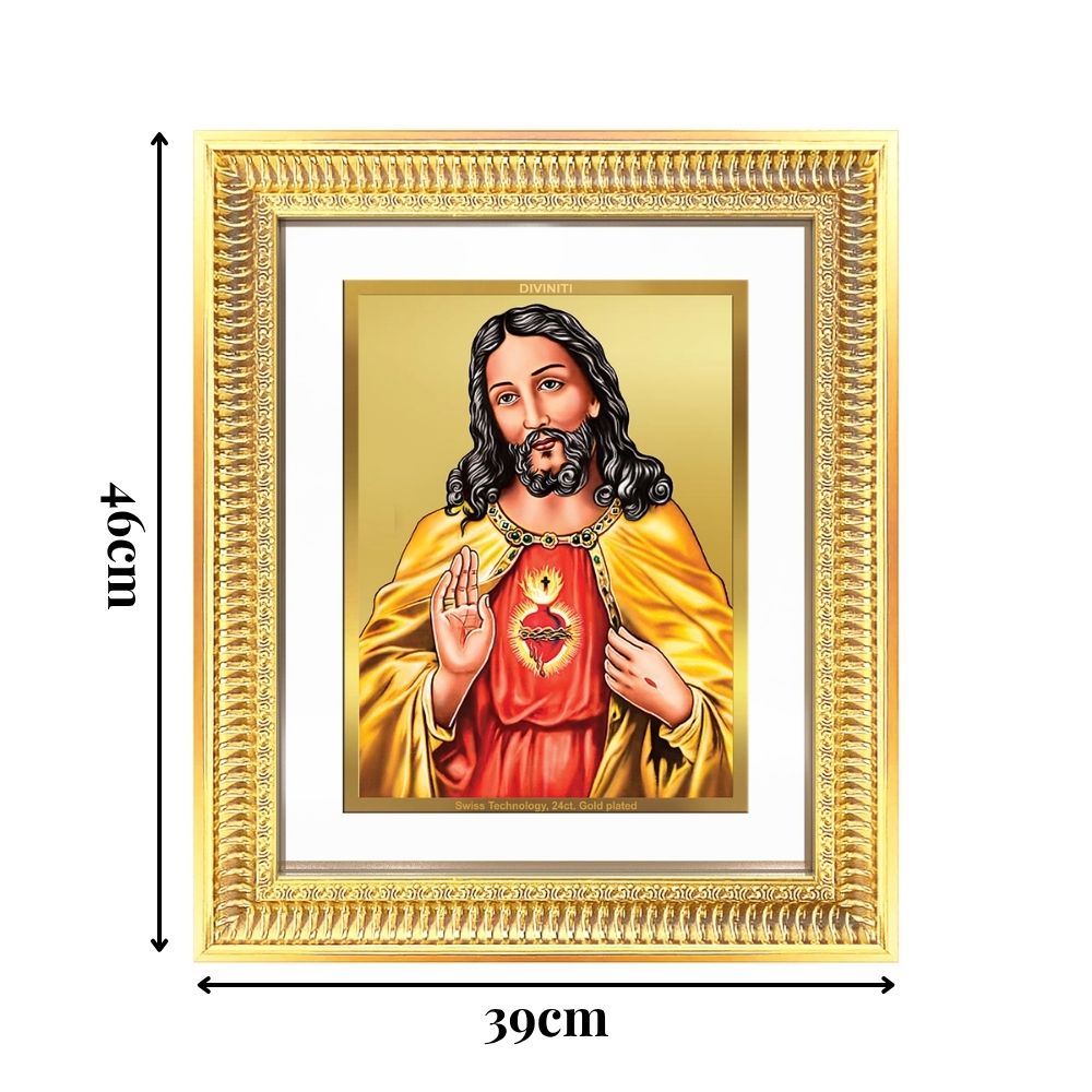 Diviniti 24K Gold Plated Jesus Christ (Classic) Divine Wall Frame for Home Mandir & Office Decor | Luxury Spiritual Gift