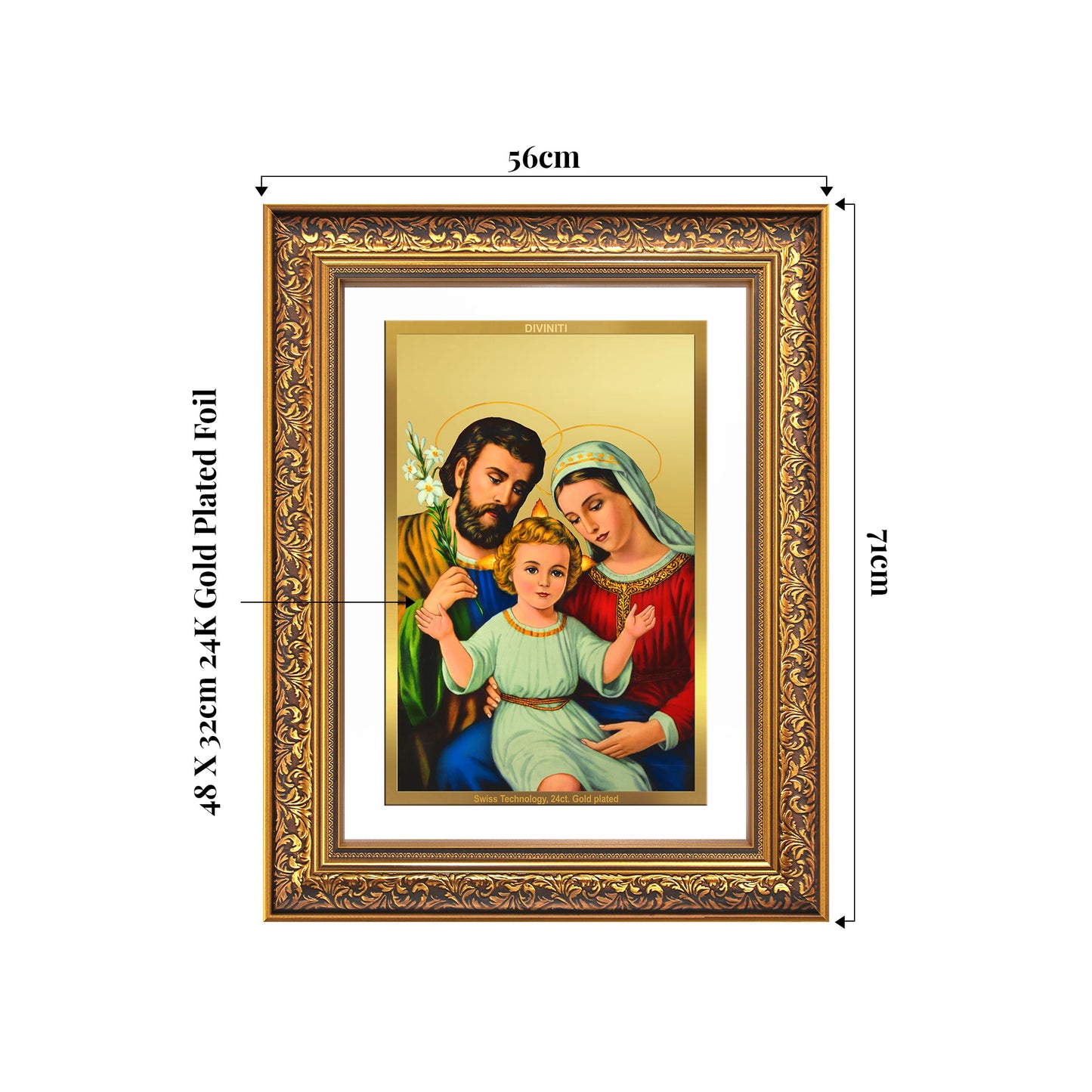 Holy Family | Sacred Wall Mount Photo Frame in 24K Gold Plated Foil