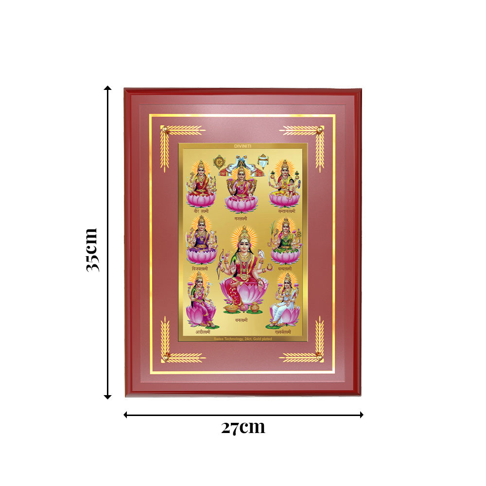 Diviniti 24K Gold Plated Ashtalakshmi Blessing Tabletop Photo Frame | Wealth, Prosperity & Divine Abundance
