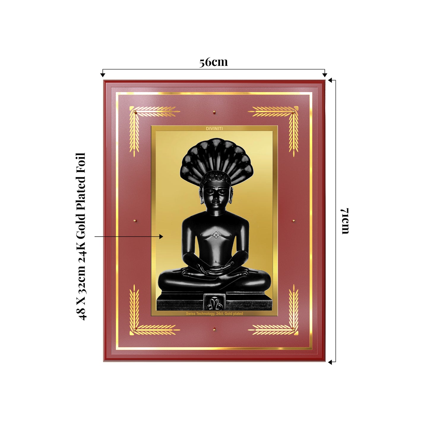 Lord Parshvanatha | 23rd Jain Tirthankara Wall Mount Photo Frame in 24K Gold Plated Foil