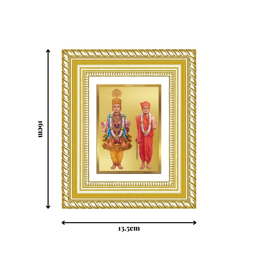 Diviniti 24K Gold Plated Swaminarayan Divine Table Top Frame for Home Mandir & Office Decor | Luxury Spiritual Gift