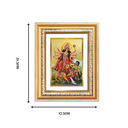 Diviniti 24K Gold Plated Durga - Mahishasura Mardini (Classic) Divine Wall and Table Top Frame for Home Mandir & Office Decor | Luxury Spiritual Gift