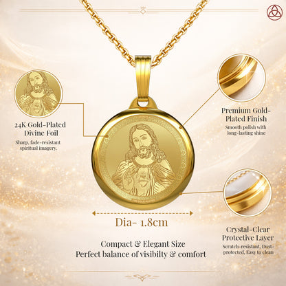 Diviniti 24K Gold Plated Jesus & Cross Pendant – 18mm Double-Sided Spiritual Pendant