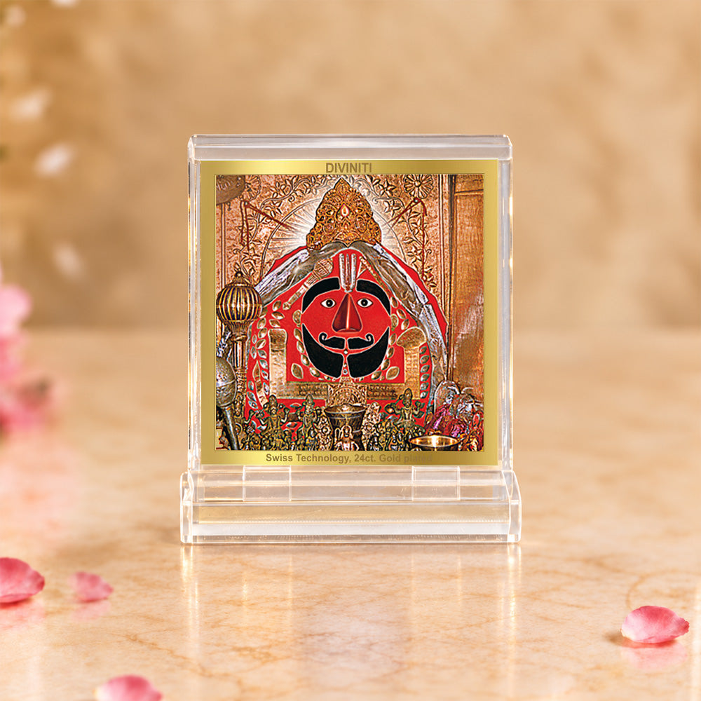 24K Gold-Plated Salasar Balaji Acrylic Car Dashboard Frame | 6x5 CM