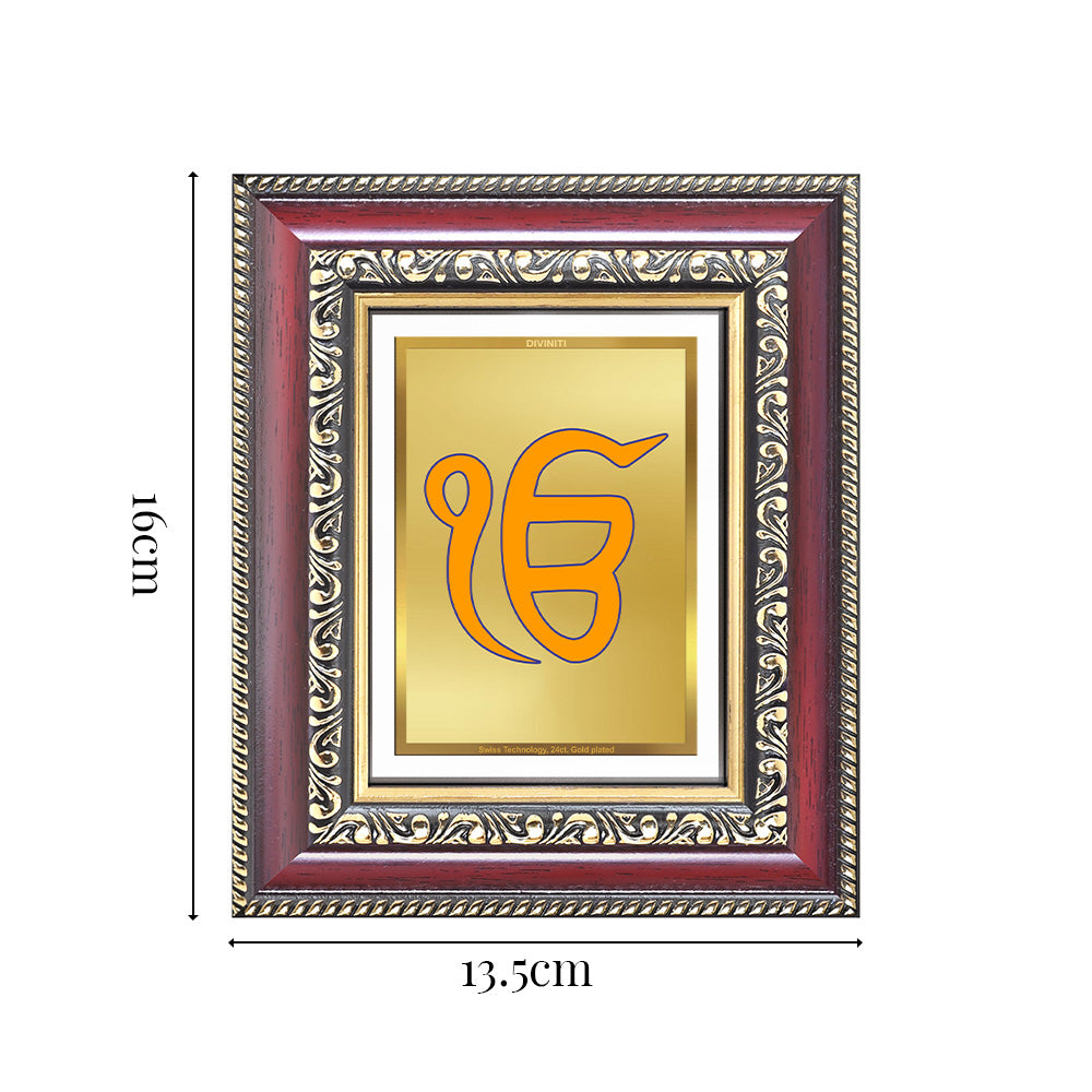 Diviniti 24K Gold Plated Ik Omkar (Classic) Divine Table Top Frame for Home Mandir & Office Decor | Luxury Spiritual Gift