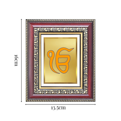 Diviniti 24K Gold Plated Ik Omkar (Classic) Divine Table Top Frame for Home Mandir & Office Decor | Luxury Spiritual Gift