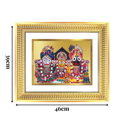 Diviniti 24K Gold Plated Jagannath Subhadra Balabhadra (Classic) Divine Wall Frame for Home Mandir & Office Decor | Luxury Spiritual Gift