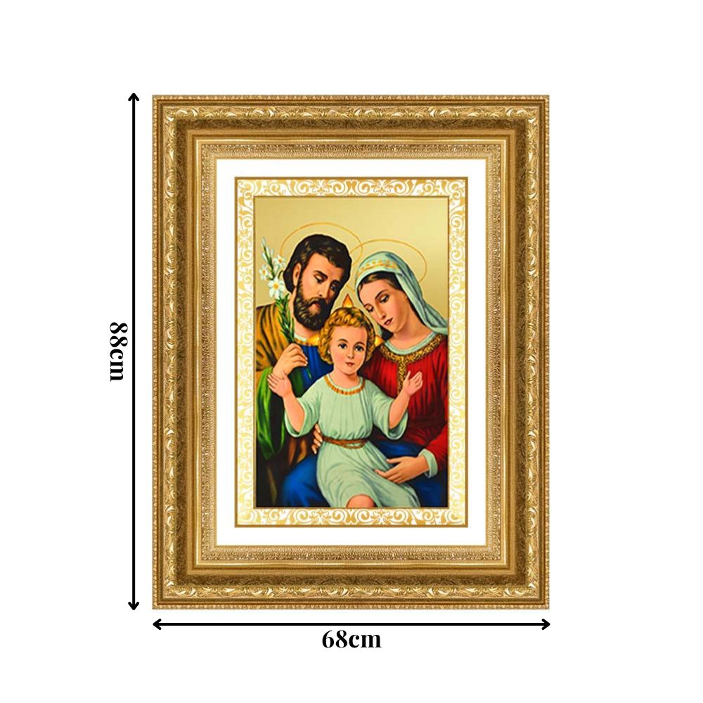 Diviniti 24K Gold Plated Holy Family (Classic) Divine Wall Frame for Home Mandir & Office Decor | Luxury Spiritual Gift