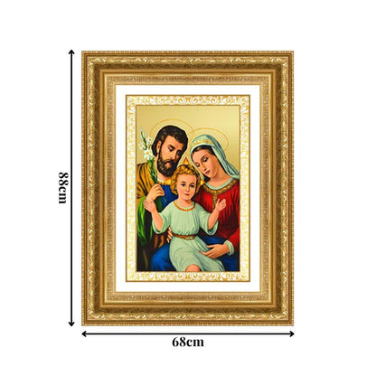 Diviniti 24K Gold Plated Holy Family (Classic) Divine Wall Frame for Home Mandir & Office Decor | Luxury Spiritual Gift