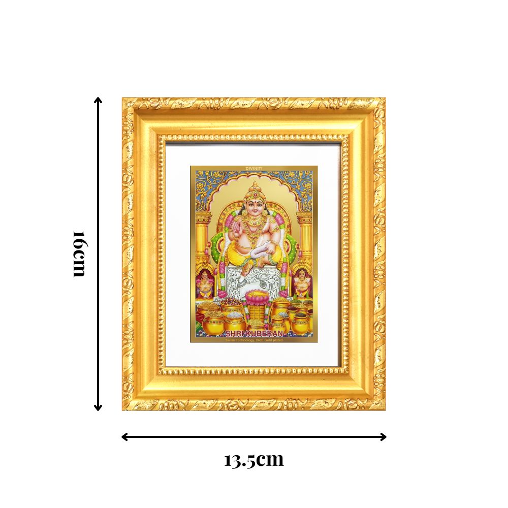 Diviniti 24K Gold Plated Kuber |Divine Table Top Frame for Home Mandir & Office Decor | Luxury Spiritual Gift