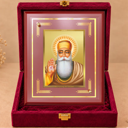 24K Gold-Plated Guru Nanak Dev Ji MDF Frame | Premium Gift Box | 17.5x21.5 CM