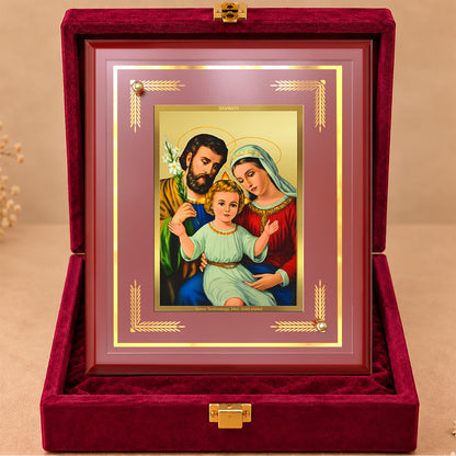 24K Gold-Plated Holy Family MDF Frame | Premium Gift Box | 26x20 CM