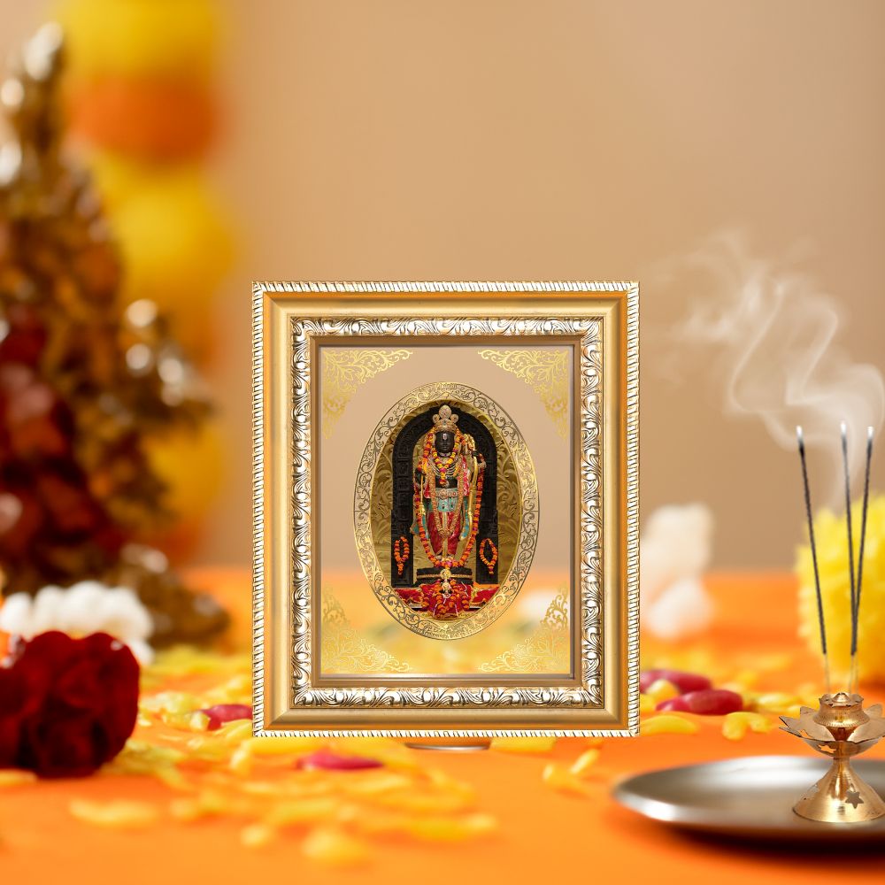 Ram Lalla Divine Child Form of Lord Ram Sacred Blessings Royal Tabletop Frame in 24K Gold Plated Foil