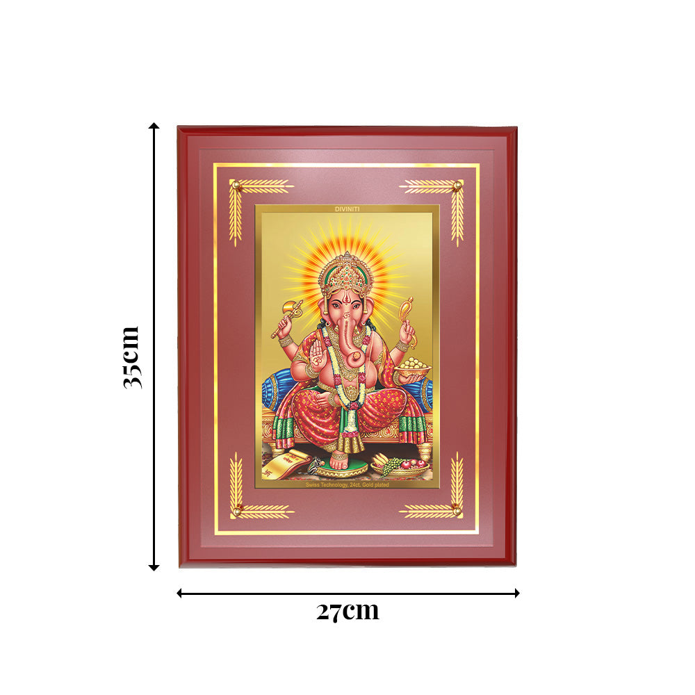 Diviniti 24K Gold Plated Lord Ganesha Blessing Tabletop Photo Frame | Wisdom, Success & Divine Grace