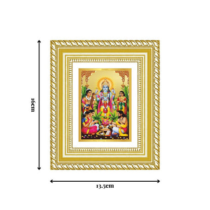 Diviniti 24K Gold Plated Satyanarayan Divine Table Top Frame for Home Mandir & Office Decor | Luxury Spiritual Gift