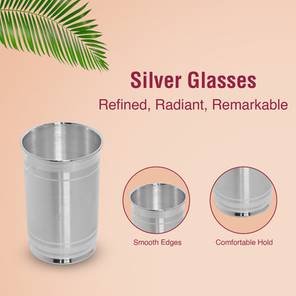 DIVINITI 925 Pure Silver Glass for Pooja and Gifting Mandir Puja Purpose (78g)