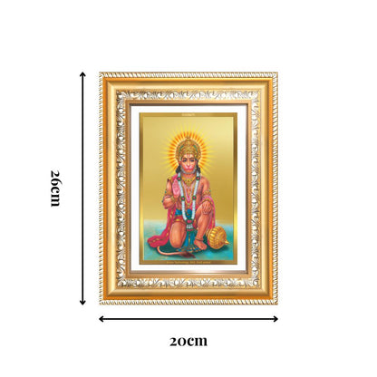 Diviniti 24K Gold Plated Ashirwad Hanuman (Classic) Divine Wall Frame for Home Mandir & Office Decor | Luxury Spiritual Gift