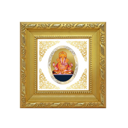 Dagdu Ganesha | Divine Ganpati Royal Tabletop Photo Frame in 24K Gold Plated Foil