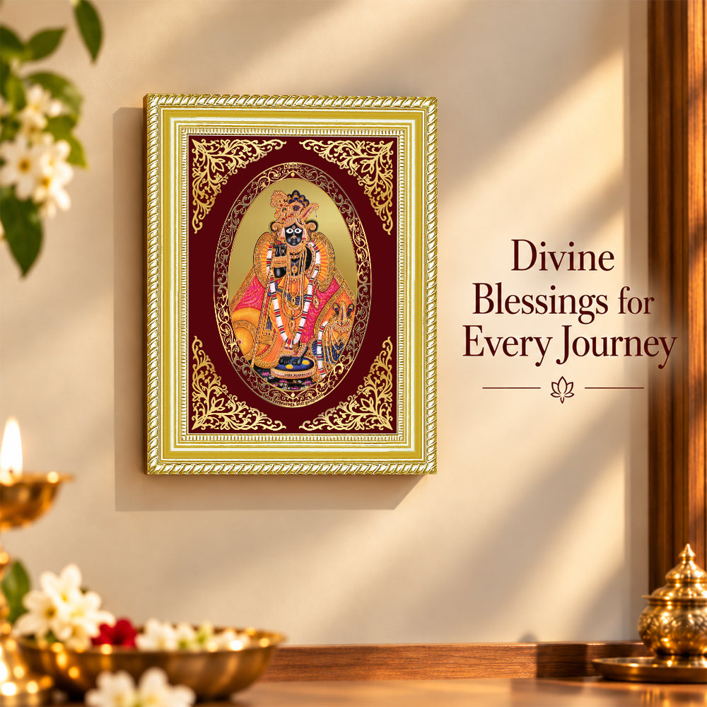 24K Gold-Plated Banke Bihari Ji Frame | Premium Gift Box | 26x20 CM
