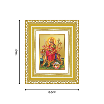 Diviniti 24K Gold Plated Durga - Sherawali Mata With Pind Divine Table Top Frame for Home Mandir & Office Decor | Luxury Spiritual Gift