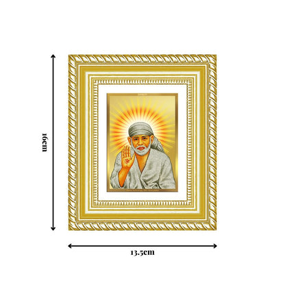Diviniti 24K Gold Plated Sai Baba With Blessings Divine Table Top Frame for Home Mandir & Office Decor | Luxury Spiritual Gift