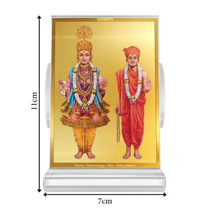 Lord Swaminarayan | Spiritual Car Dashboard & Tabletop Frame in 24K Gold Plated Foil