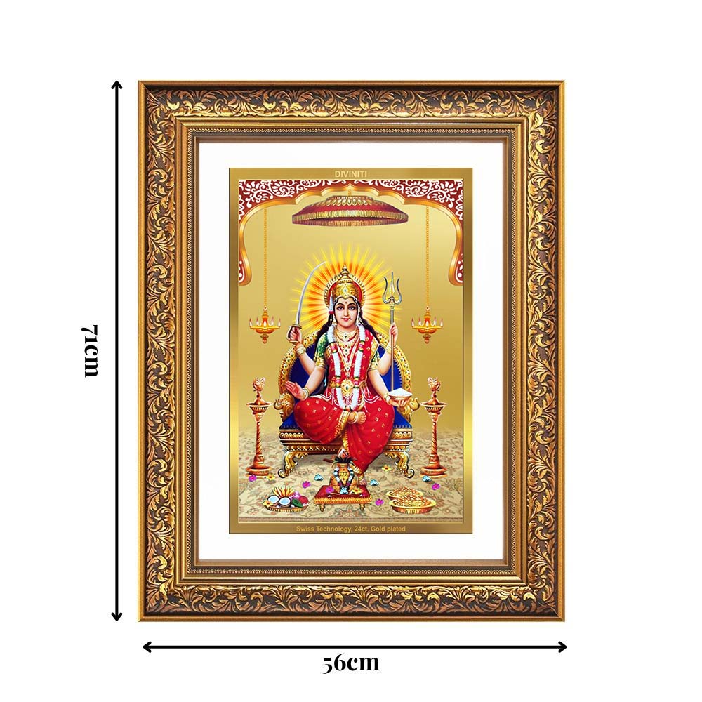 Diviniti 24K Gold Plated Santoshi Mata (Classic) Divine Wall Frame for Home Mandir & Office Decor | Luxury Spiritual Gift