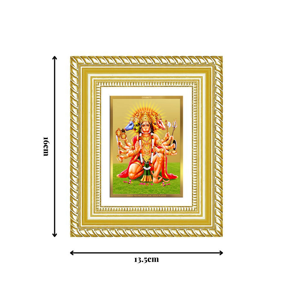 Diviniti 24K Gold Plated Panchmukhi Hanuman Divine Table Top Frame for Home Mandir & Office Decor | Luxury Spiritual Gift