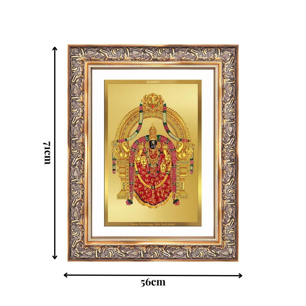 Diviniti 24K Gold Plated Padmavati (Classic) Divine Wall Frame for Home Mandir & Office Decor | Luxury Spiritual Gift