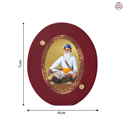 Baba Deep Singh Ji Car Dashboard & Tabletop Photo Frame, 24K gold-plated, 7x6 cm, intricate design.