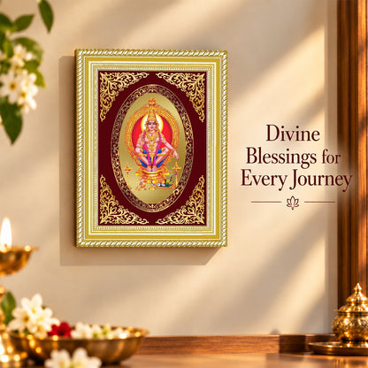 24K Gold-Plated Lord Ayyappan Frame | Premium Gift Box | 26x20 CM