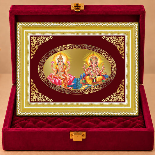 24K Gold-Plated Lakshmi Ganesha Frame | Premium Gift Box | 35x27 CM