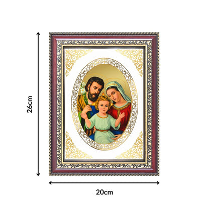 Holy Family (Jesus, Mary & Joseph) | Christian Wall & Tabletop Royal Photo Frame in 24K Gold Plated Foil