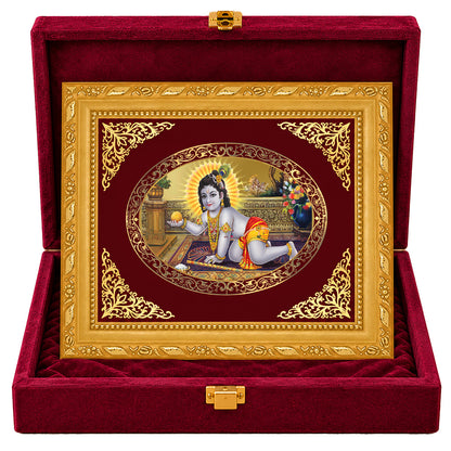 24K Gold-Plated Laddu Gopal Frame | Premium Gift Box | 16x13.5 CM