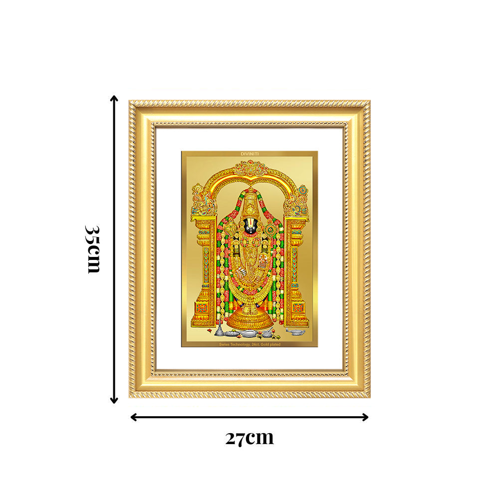 Diviniti 24K Gold Plated Tirupati Balaji Divine Wall Frame for Home Mandir & Office Decor | Luxury Spiritual Gift