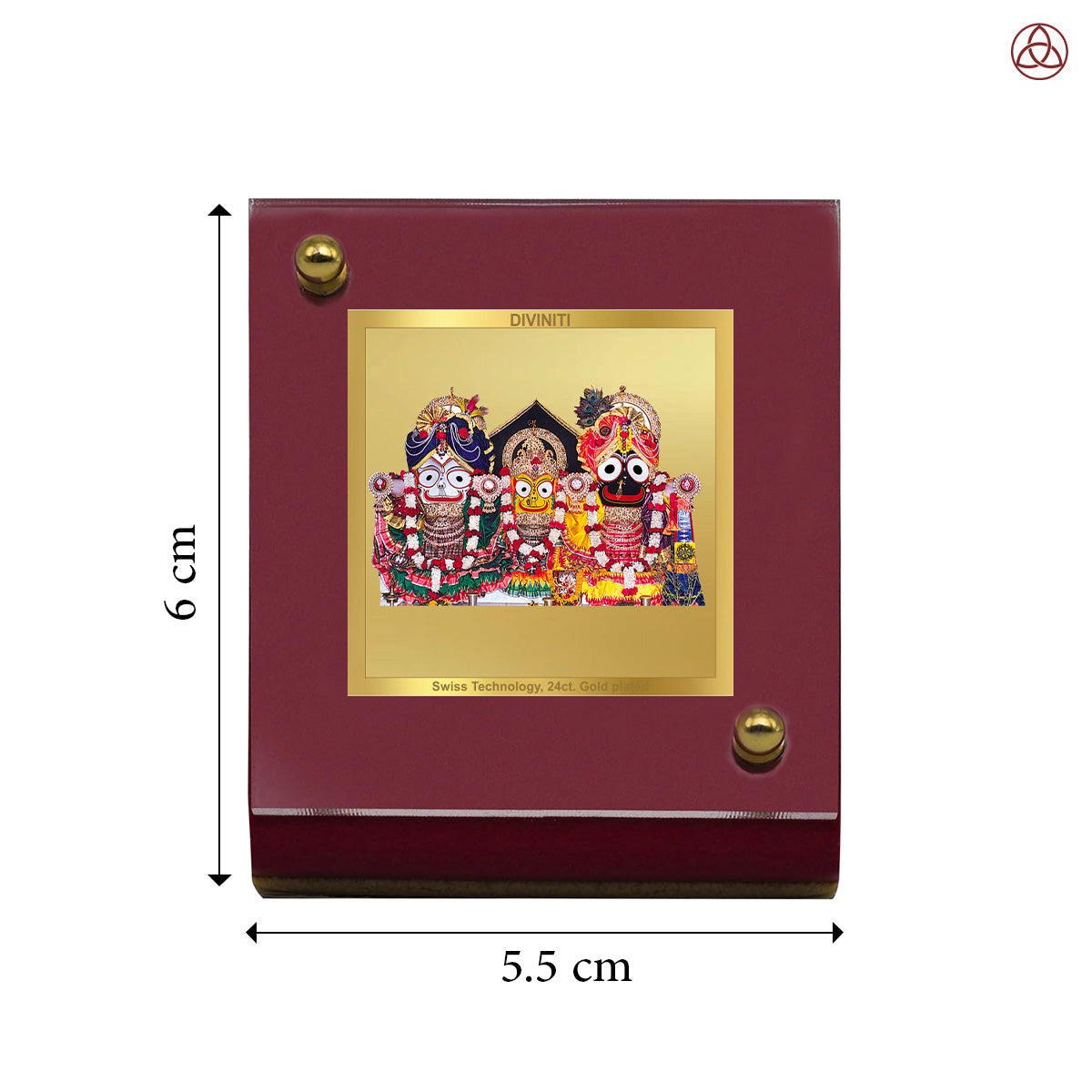 Jagannath Balaram Suvadra | Divine Lord Jagannath Family Car Dashboard & Tabletop Photo Frame in 24K Gold Plated Foil