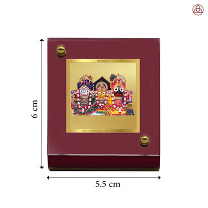 Jagannath Balaram Suvadra | Divine Lord Jagannath Family Car Dashboard & Tabletop Photo Frame in 24K Gold Plated Foil
